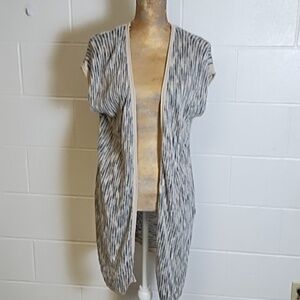 Knox Rose Boho Coastal Light Weight Cotton Blend Crochet Inset Cardigan